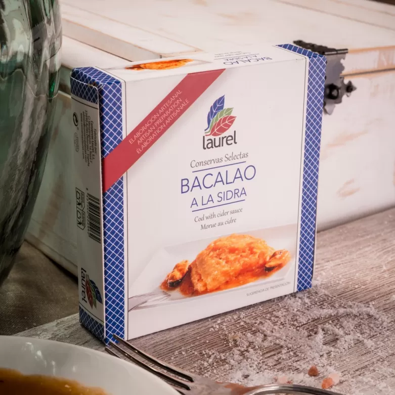 Bacalao a la sidra. Plato de tenedor típico asturiano.